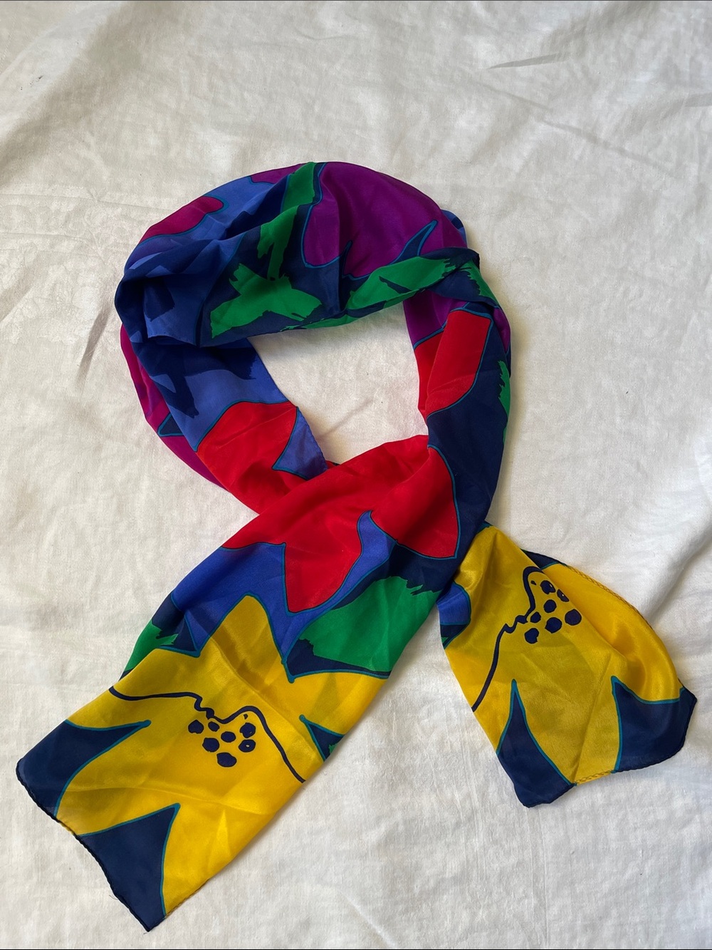 Colorblock Floral Scarf - Bright Multicolor